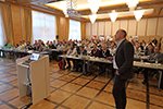 View of the audience from the front of the room