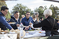 workshop attendees at barbecue